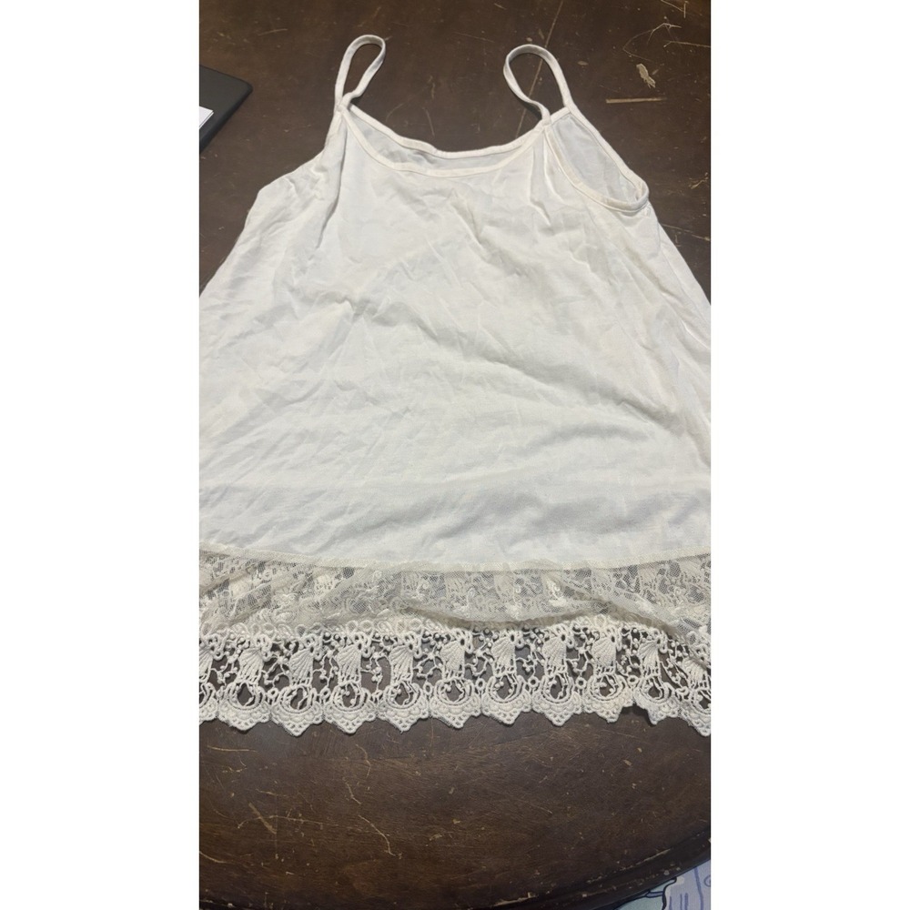 Unbranded Women's Cream Cami M/L Delicate Lace & Knit Trim Y2K